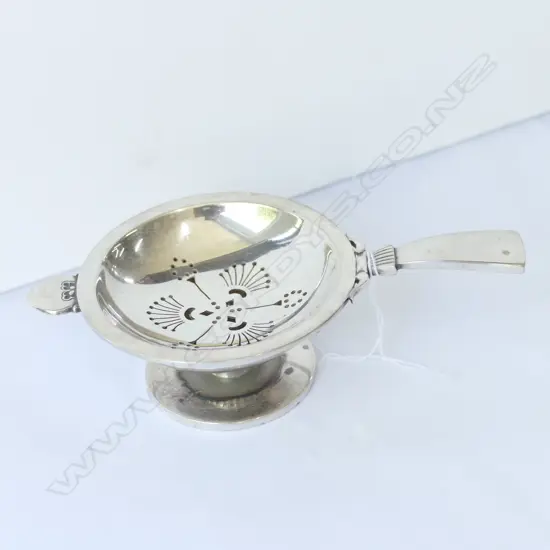 GEORG JENSEN SILVER TEA STRAINER + BOWL 1940'S ???