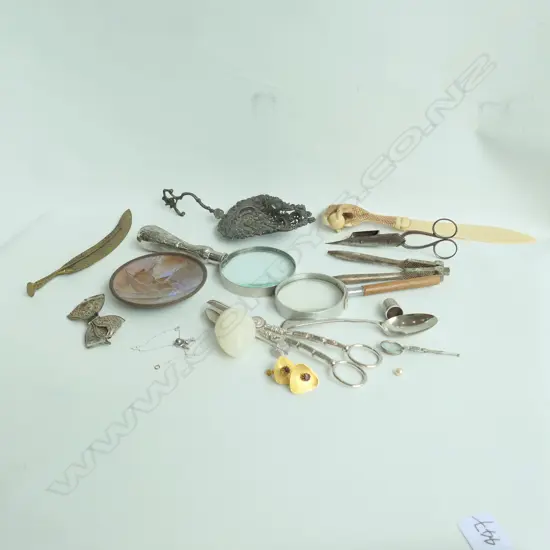 LOT STG SPOON /STRAINER/GRAPE SCISSORS ETC