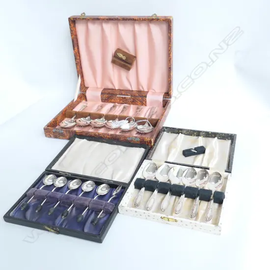 3 EARLY 20THC BOXED CUTLERY SETS TEASPOONS ETC
