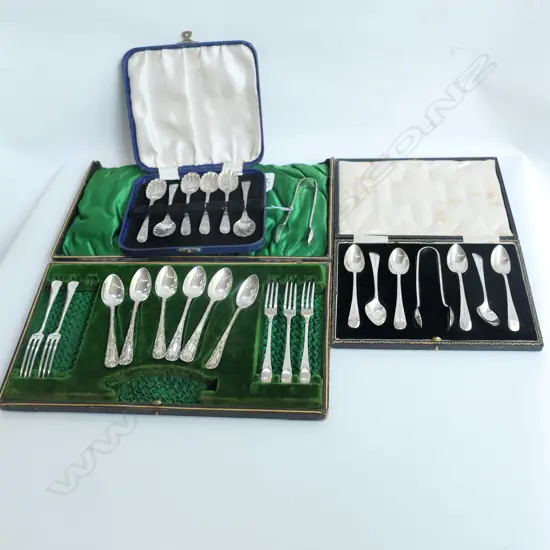 3 EARLY 20THC BOXED S/PLATE TEASPOON SETS