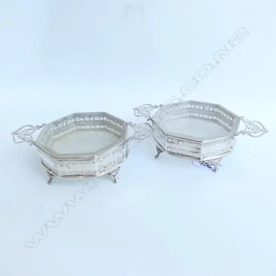 2 STG AND CRYSTAL BUTTER DISHES