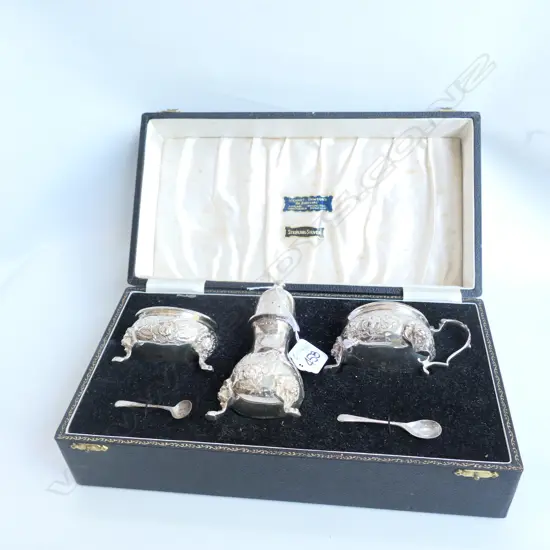 CASED STG SILVER CONDIMENT SET