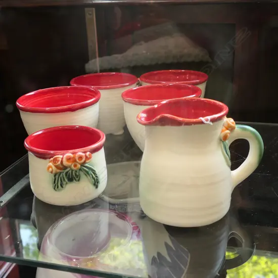 WILMA JENNINGS SET  POTTERY CUPS SUGAR & CREAM