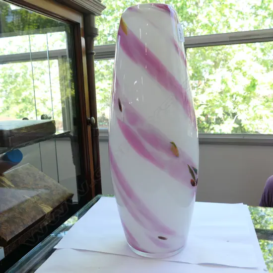 ART GLASS VASE - 490MM H X 95MM DIA