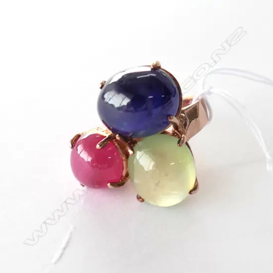 SILVER GILT GEMSTONE RING