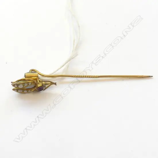 STICK PIN with OPAL & PEARL FLY