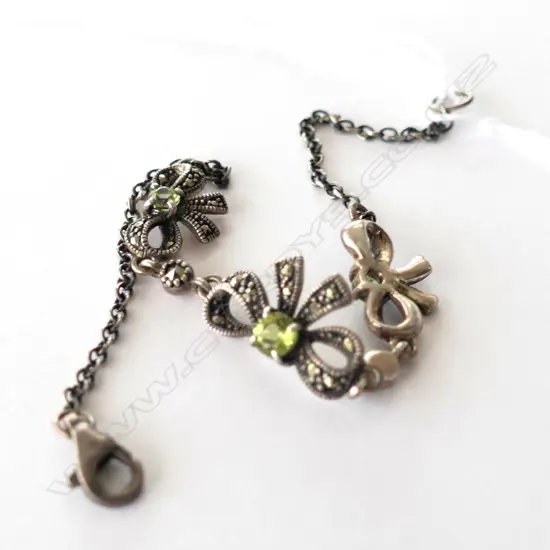 LOVERS KNOT SILVER AND MARCASITE BRACELET