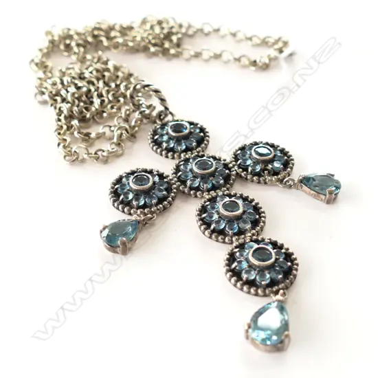 LG FACETED BLUE STONE CROSS PENDANT