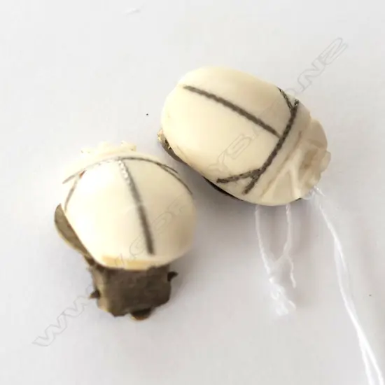 BONE SCARAB CLIP ON EARRINGS