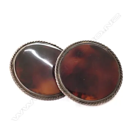 LG SILVER AND TORTOISESHELL CLIP ON EARRINGS