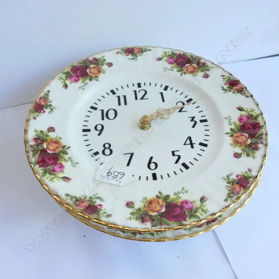 ROYAL ALBERT OLD COUNTRY ROSES CLOCK + OCR TAZZA