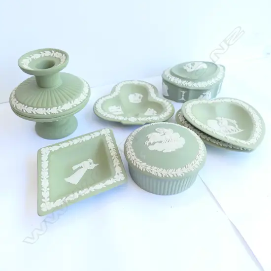 WEDGWOOD SAGE JASPERWARE 6 ITEMS