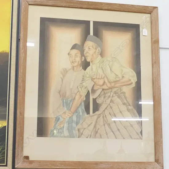 JOHN CRICHTON (UK/NZ 1917-93) MALAYSIAN ZAPIN DANCERS W/C SIGNED & DATED49