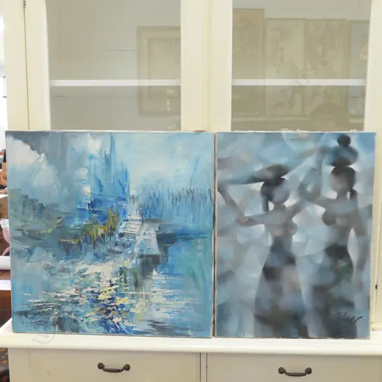 2 UNFRAMED OIL PAINTINGS