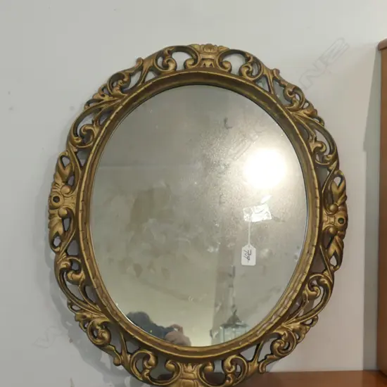 OVAL GILT FRAMED MIRROR H 600 MM