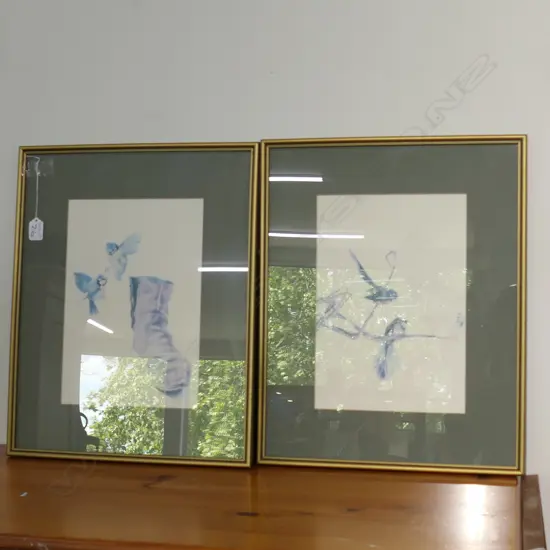 FRAMED PRINTS X 2 -FANTAIL, BLUE TIT