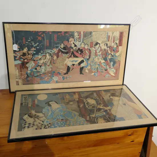 TWO JAPANESE PRINTS 790MM L X 450MM H