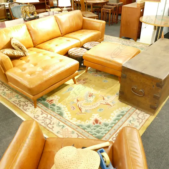 CHINESE WOOL PILE CARPET, MUSTARD TONES