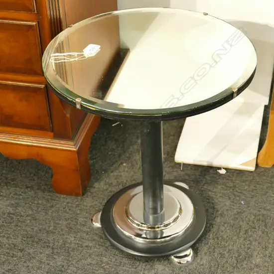 SMALL ART DECO MIRROR TOP SIDE TABLE H. 450MM