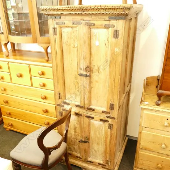 19thC EASTERN CUPBOARD 2 prs OF DOORS...