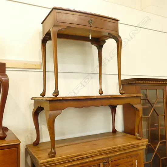 QUEEN ANNE STYLE SINGLE DRAWER SIDE TABLE (590MM WIDE) AND LOW COFFEE TABLE 