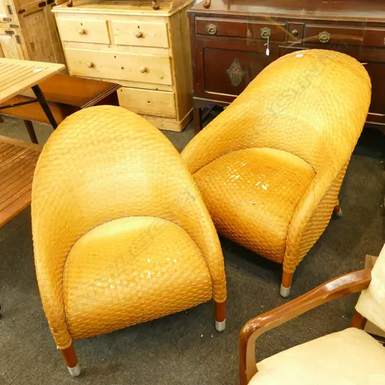 PR WOVEN UPHOLSTERED ARMCHAIRS