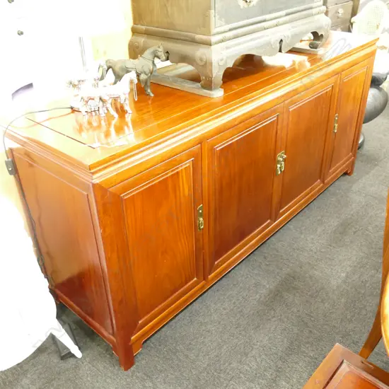 CHINESE TEAK 4 DOOR SIDEBOARD