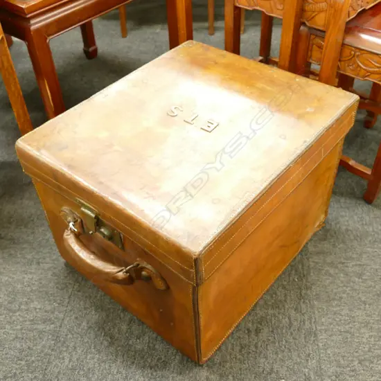 LEATHER TRUNK MARKED E.T.S