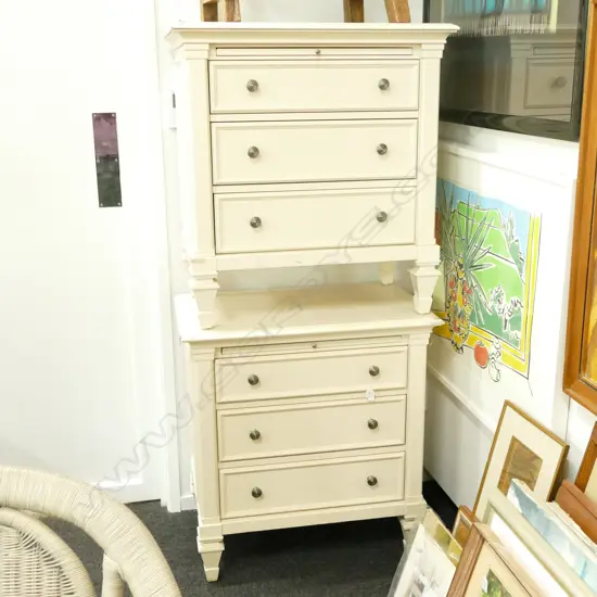 2 WHITE CHESTS OF DRAWERS