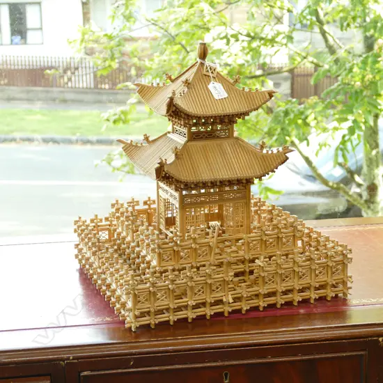 CHINESE FINELY WORKED BAMBOO TEMPLE
