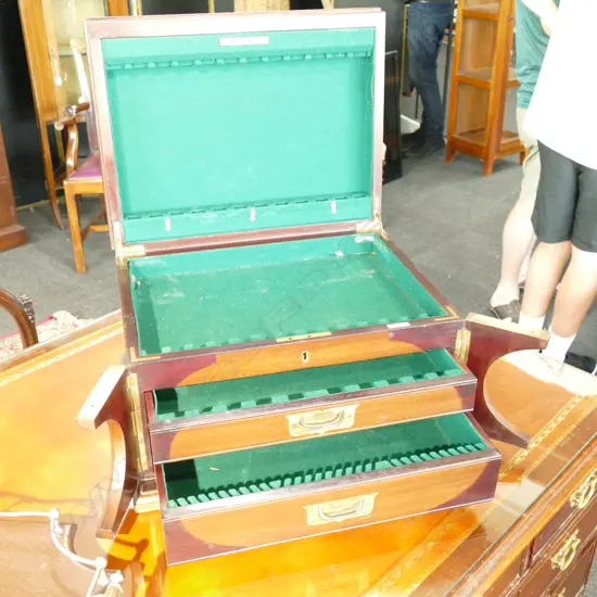 1910C MAHOGANY CANTEEN BOX LGE & FITTED