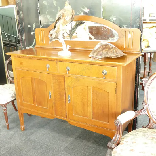 OAK ARTS & CRAFTS SIDEBOARD w MIRROR BACK