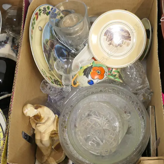 BOX ASST CRYSTL / GLASS / CHINA ETC INCL. BAIRNSFATHER WALL PLATE