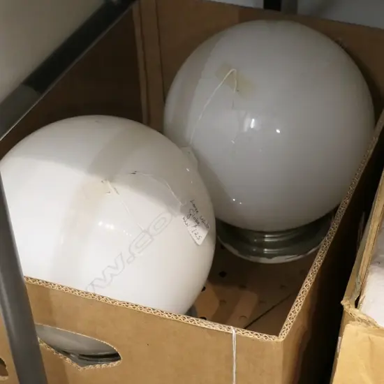 BOX LOT PAIR ART DECO GLOBE OUTDOOR LIGHT FITTINGS