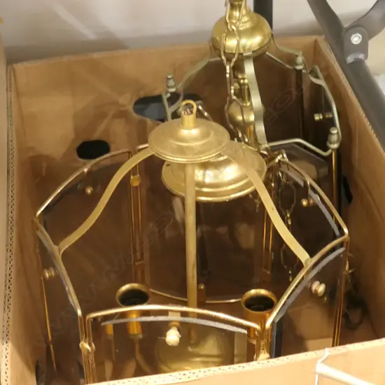 TWO BRASS / GLASS CEILING LIGHTS