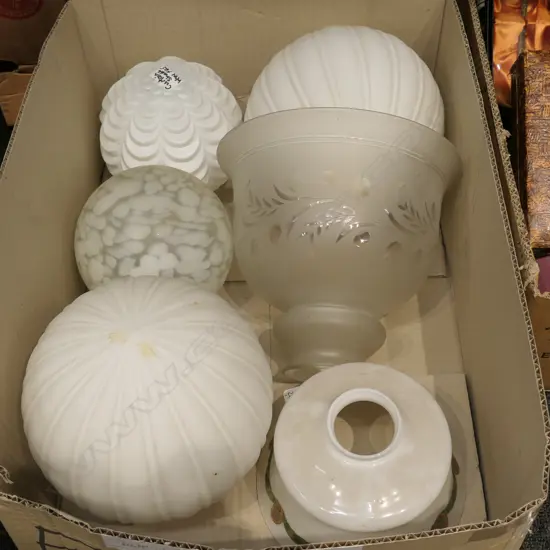 BOX LOT EDWARDIAN CUT GLASS / ART DECO SHADES