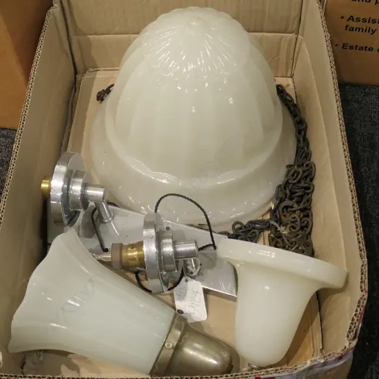 BOX LOT VINTAGE LIGHT FITTINGS