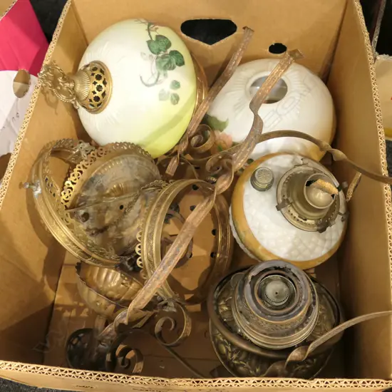 BOX LOT ASST. VINTAGE LIGHT FITTINGS