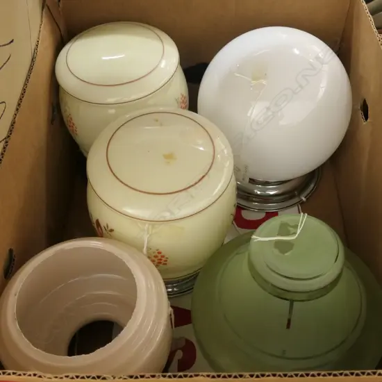 BOX LOT ASST. ART DECO LIGHT SHADES