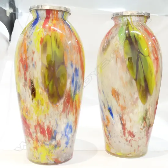 PR SILVER RIMMED GLASS VASES 