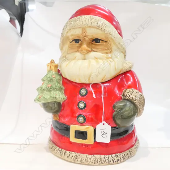RUSS BERRIE USA SANTA CLAUS LIDDED BISCUIT BARREL H.280mm