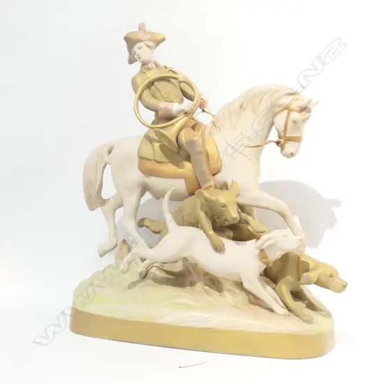 LARGE ROYAL DUX FIGURE THE FOX HUNT A/F H 500 MM