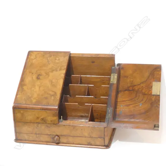 VICTORIAN BURR WALNUT LETTER COMPENDIUM 