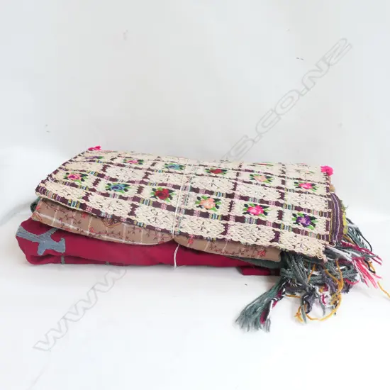 4 PCES HAND WORKED TEXTILES...