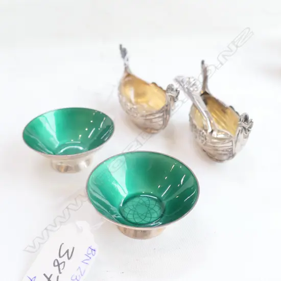4 SILVER SALTS - GREEN ENAMEL PR + VIKING PR