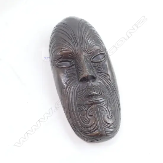 BRONZE MAORI MASK MOKO DETAIL  H.190mm