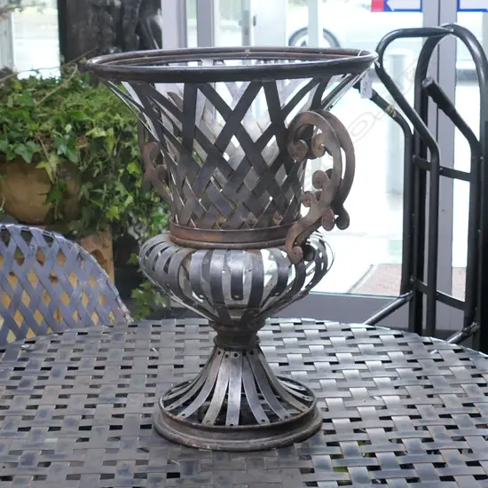 METAL WEAVE OUTDOOR GARDEN URN 600 MM H