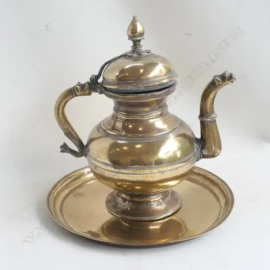 TURKISH BRASS COFFEE POT & TRAY