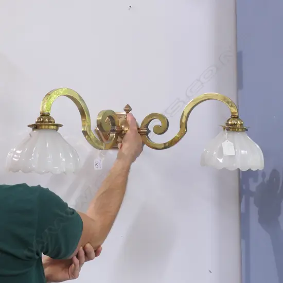 LARGE BRASS WALL LIGHT 700MM W