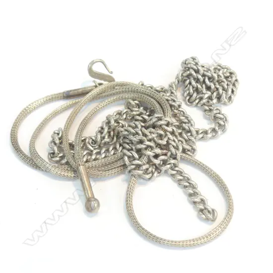 SILVER CURB LINK CHAIN AND ARABIC SILVER SNAKE LINK CHAIN